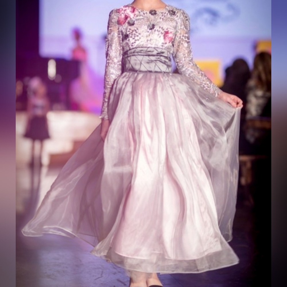 Silver with Purple and Pink Accents Dress.